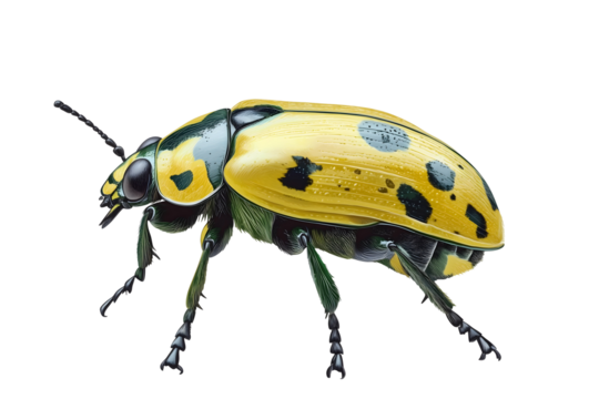 yellow and black spotted beetle isolated png transparent cutout