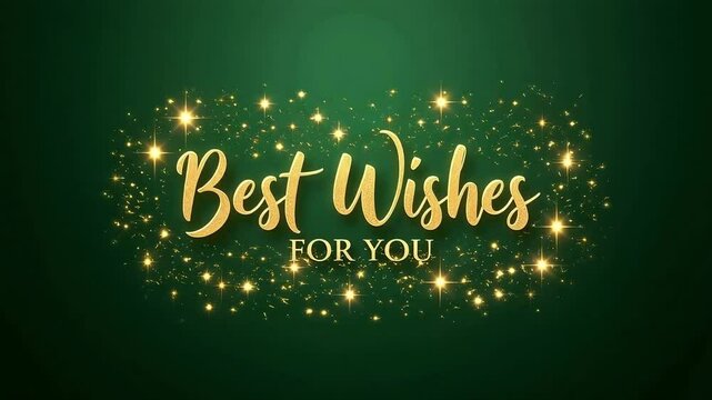 Elegant Gold Best Wishes Greeting Card Green Background Perfect for Holiday Celebrations and Special Occasions