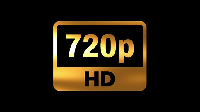 720p HD Resolution label or Logo Animation with Golden Effect and transparent background , Display Format Label Loop for Legacy Devices and Web Streaming Interfaces