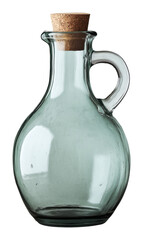 Transparent glass bottle with cork stopper on a transparent background