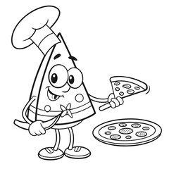 Funny Walking Pizza Slice Cartoon  Vector Character Design for Kids & Merch