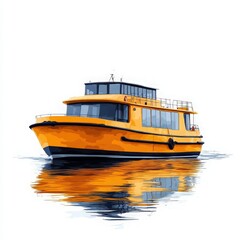 Illustrative rendering of a passenger ferry with shimmering water reflection