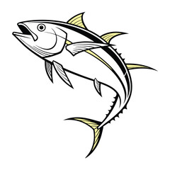 Stylized Yellowfin Tuna Illustration Leaping from Water