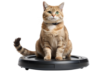 cat riding roomba vacuum cleaner funny pet