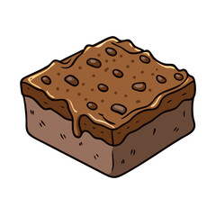 Delicious chocolate brownie dessert recipe with fudge frosting and chocolate chips isolated clip art