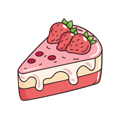 Delicious strawberry cake slice with cream and topping dessert food sweet bakery pastry treat yummy bake goods