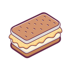 Illustration of a delicious graham cracker s'more dessert with marshmallow and chocolate filling delight