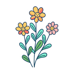 Illustration of floral design with daisy flowers, leaves, and botanical elements for spring decor