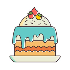 Delicious cake dessert food sweet bakery pastry confectionery treat icing layered cake vector art
