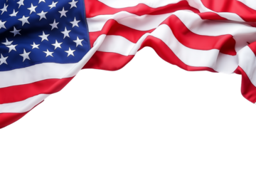 Waving American Flag Clipart Isolated on Transparent Background. symbolizing freedom and patriotism.