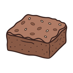 Delicious homemade chocolate brownie dessert recipe with nuts and frosting illustration