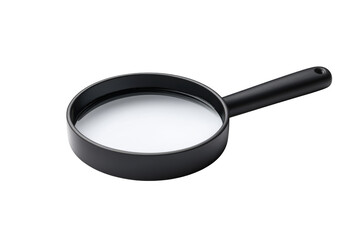 Black magnifying glass close up on transparent background