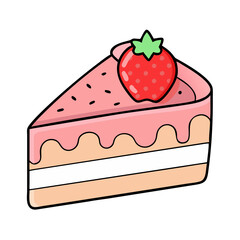 Delicious strawberry cake slice dessert food sweet bakery pastry treat confectionery illustration clip art