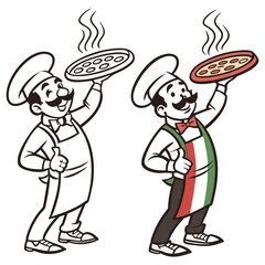 Italian Pizza Chefs Vector  Fun Cartoon Characters for Food Branding & Logos