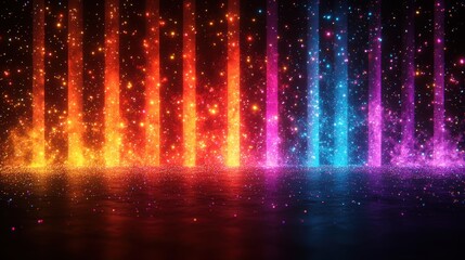 Glowing neon sparks vibrant confetti background