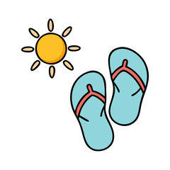 Summer flip flops vector art sunny day beach vacation footwear illustration holiday design icon