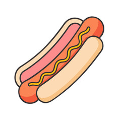 Delicious hot dog with mustard illustration for fast food restaurants and street food vendors