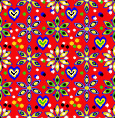 Bright Boho Fabric Floral Print Seamless Repeat