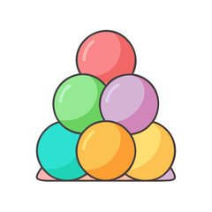 Illustration of colorful balls stack arrangement, balls illustration, stack of balls, colorful balls art
