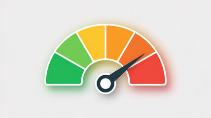 Gauge of Levels: A photorealistic gauge with a needle pointing toward a range of indicators reflecting different levels