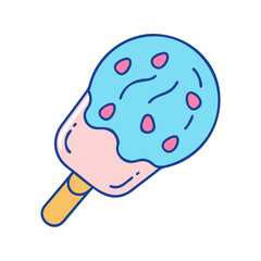 Cartoon ice cream popsicle vector illustration summer treat dessert sweet snack frozen food design