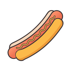 Isolated cartoon hot dog with mustard illustration for fast food restaurant menu design icon