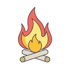Campfire illustration vector design for camping bonfire graphic element and outdoor fire
