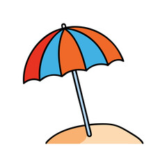 Fototapeta premium Beach umbrella drawing summer vacation seaside parasol sunshade cartoon illustration design art