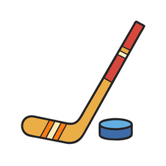 Illustration of hockey stick and puck for ice hockey sports equipment and game vector graphic