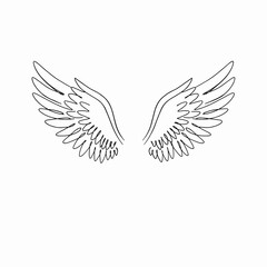 Fototapeta premium Minimalist Line Art Angel Wings