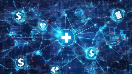 Obraz premium Healthcare finance digital network medical costs and technology integration