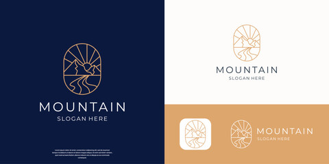 Line art mountain logo design. Adventure logo concept. © ulhaq_std