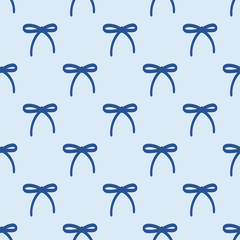 blue coquette bows seamless pattern on a blue background. for prints, wrapping paper, wallpaper, textile, stationary, fabric