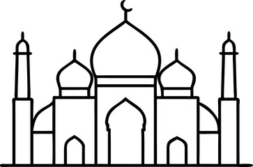 
Taj Mahal Line Art Illustration – Iconic Indian Monument Outline Design

