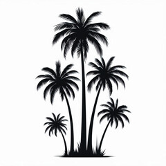 Palm Tree Clusters design for high quality , black and white, stencil print