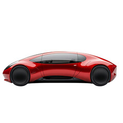A Futuristic Red Electric Car with Unique Design Isolated on Transparent Background