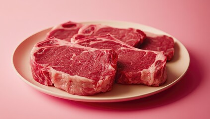 Raw steak slices on a plate