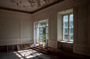 An abandoned historic old manor and palace in Maciejowice in Poland
