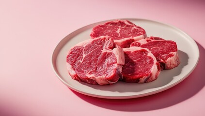 Fresh beef steaks on a plate