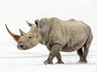 Fototapeta premium rhino in the wild on white background