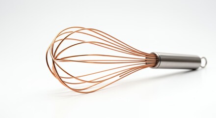 Copper whisk on white background