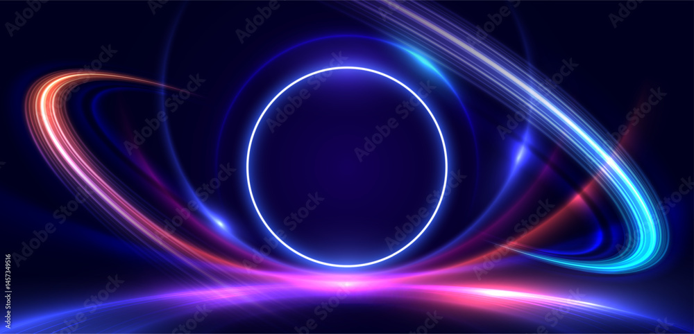 Wall mural abstract motion light lines on background. shiny light spark effect scene.