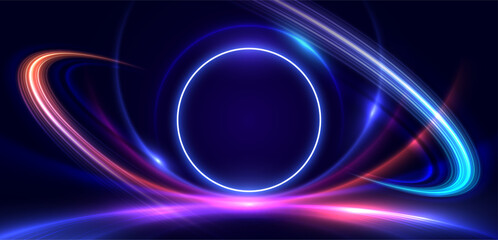 Abstract motion light lines on background. Shiny light spark effect scene.