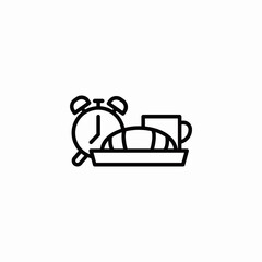 breakfast alarm croissant icon sign vector