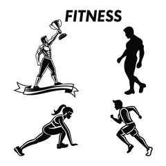 fitness workout black & white icons health & exercise