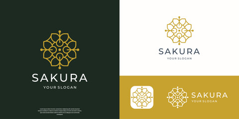 geometry line flower logo sakura minimalist concept. © ulhaq_std