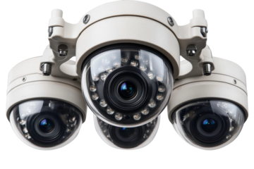 White security camera with multiple lenses showcasing advanced surveillance technology and night vision capabilities for enhanced safety and monitoring