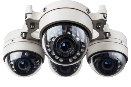 White security camera with multiple lenses showcasing advanced surveillance technology and night vision capabilities for enhanced safety and monitoring