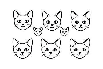 Cat Head Outline Silhouette Vector Design 
