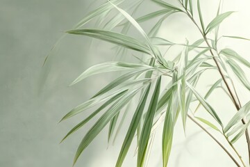 Obraz premium Light-toned foliage accents a muted backdrop.